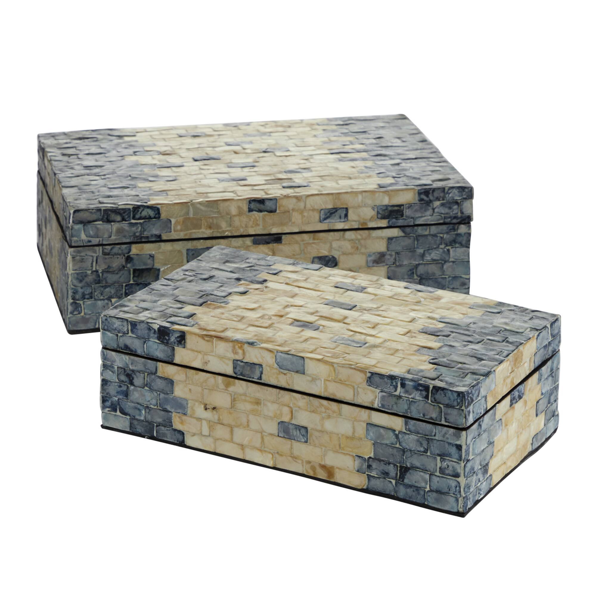 Tan & Blue Wood Coastal Box Set